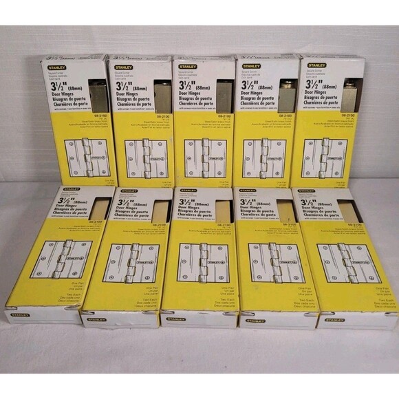 Stanley Other - Lot of 10 STANLEY 3.5" Door Hinges 08-2100 w/ Screws Stainless Steel Brass NEW
